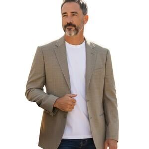 Di Palma 38R Men's Blazer Tan Suit Coat Sport Jacket3  Buttons Boy's 38 Regular